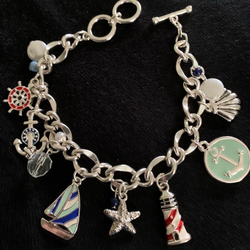 Silvertone Nautical Charm Bracelet